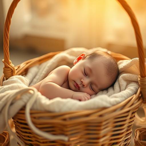 Photo d'un bébé dormant paisiblement dans un panier, une spécialité du Studio Lumière Dorée