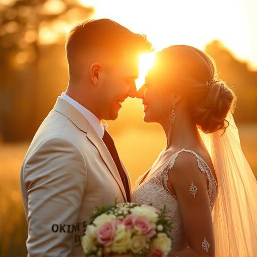 Photo d'un couple rayonnant lors de leur mariage, prise par Studio Lumière Dorée