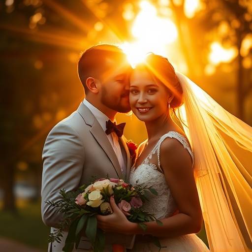 Photo d'un couple rayonnant lors de leur mariage, prise par Studio Lumière Dorée