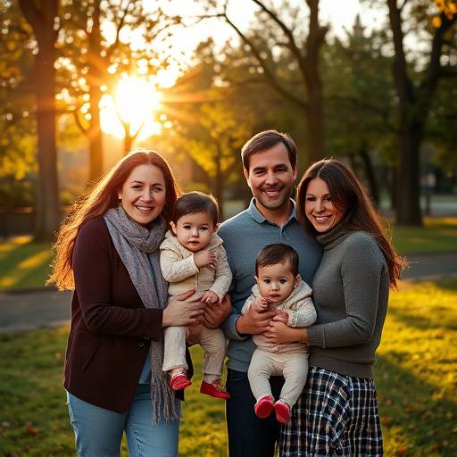 Photographie de famille en extérieur, dans un parc lyonnais, par Studio Lumière Dorée